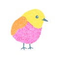 Embroidery cute bird design for clothing. isolated animal vector