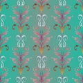 Embroidery damask seamless pattern. Baroque style floral vector