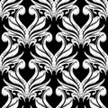 Embroidery Damask seamless pattern. Vector black and white tapestry floral ornament. Grunge texture. Embroidered  vintage Royalty Free Stock Photo