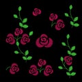 Embroidery elements rose with ieaves.