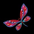Embroidery. Embroidered design element butterfly - in vintage st