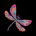 Embroidery. Embroidered design element butterfly - in vintage st