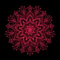 Embroidery. Embroidered design elements red mandala in vintage s