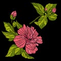 Embroidery. Embroidered design elements with tropical plant