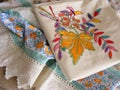 Embroidery. Embroidery hand made tapestry, embroidery white goods