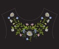 Embroidery ethnic neck line floral pattern with chamomiles.