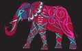 Embroidery ethnic patterned ornate elephant.