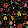 Embroidery ethnic seamless pattern with small wild fantasy