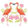 Embroidery flamingo vector