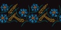 Embroidery floral seamless pattern