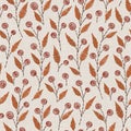 Embroidery floral seamless pattern on linen cloth texture for textile, home decor, fashion, fabric. stitches imitation