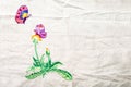 Embroidery flower and butterfly. Handmade Royalty Free Stock Photo