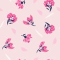 Embroidery flowers, spring seamless pattern. Classical blooming Royalty Free Stock Photo