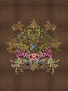 Embroidery gold paisley flowers texture winter