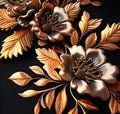 Embroidery gold floral abstract fantasy design background