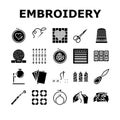 embroidery hobby fabric fashion icons set vector Royalty Free Stock Photo