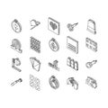 embroidery hobby fabric fashion isometric icons set vector Royalty Free Stock Photo