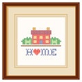 Embroidery, Home Cross Stitch in Wood Frame