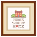 Embroidery, Home Sweet Home Cross Stitch in Wood Frame