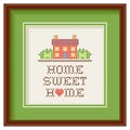 Embroidery, Home Sweet Home Cross Stitch in Wood Frame