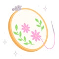 Embroidery hoop, thread and needle drawing Royalty Free Stock Photo