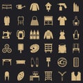 Embroidery icons set, simple style Royalty Free Stock Photo