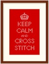 Embroidery, Keep Calm and Cross Stitch in Wood Frame