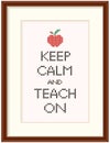 Embroidery, Keep Calm and Teach On Cross Stitch in Wood Frame