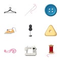 Embroidery kit icons set, cartoon style Royalty Free Stock Photo