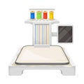 Embroidery Machine for Creating Patterns on Textiles and Canvas Vector Illustration