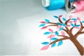 Embroidery machine make tiny pastel tree Royalty Free Stock Photo