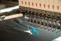 Embroidery machine stiching Royalty Free Stock Photo