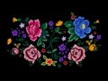 Embroidery motif pattern with simplify flowers.