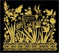 Embroidery Motitf Textile Print Design For Mughal Art. Illustrat, illustration.