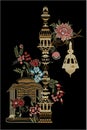 Embroidery Motitf Textile Print Design For Mughal Art. Illustrat, illustration. Royalty Free Stock Photo
