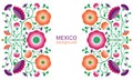 Embroidery native flowers folk pattern with Polish and Mexican influence. Trendy ethnic decorative traditional floral design