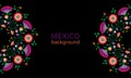 Embroidery native flowers folk pattern with Polish and Mexican influence. Trendy ethnic decorative traditional floral frame Royalty Free Stock Photo