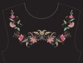 Embroidery for neckline, collar for T-shirt, blouse, shirt.