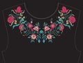 Embroidery for neckline, collar for T-shirt, blouse, shirt.