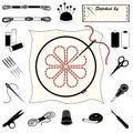 Embroidery and Needlework Icons Royalty Free Stock Photo