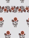 Embroidery patch vintage flowers,vector illustration background.Seamless pattern of peonies,isolated on white. Royalty Free Stock Photo