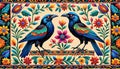 Embroidery pattern Crow indian bird life celebration