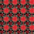 Embroidery pattern flowers and tartan pattern print. Royalty Free Stock Photo