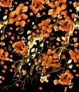 An embroidery seamless floral pattern with branches of tropical Japanese flowers. Royalty Free Stock Photo