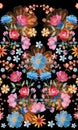 Embroidery seamless pattern with beautiful colorful flowers. Unusual floral design. Fashion print Royalty Free Stock Photo