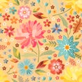 Embroidery seamless pattern with colorful summer flowers. Print for fabric, textile. Vector embroidered illustration Royalty Free Stock Photo