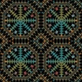 Embroidery seamless pattern. Colorful tapestry ethnic vector background. Tribal decorative geometric ornate design. Zig zag