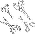 Embroidery sewing embroidery set doodles hand drawn hoop thread scissors separate elements on a white background Royalty Free Stock Photo