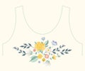 Embroidery simplified ethnic neck line floral pattern with roses
