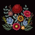 Embroidery spring wild flowers for fashion clothes, apparel decoration.